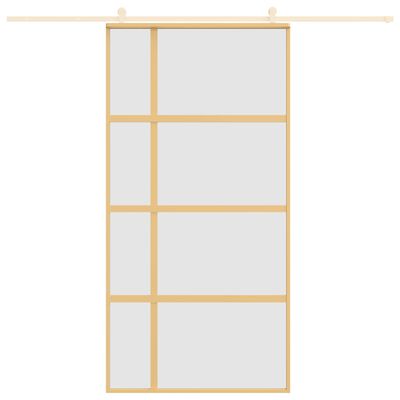 vidaXL Schuifdeur 102,5x205 cm mat ESG-glas en aluminium goudkleurig