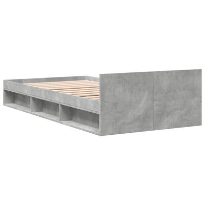 vidaXL Bedframe met lade bewerkt hout betongrijs 75x190 cm