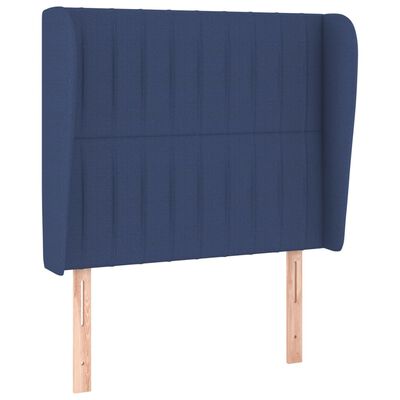 vidaXL Hoofdbord met randen 83x23x118/128 cm stof blauw