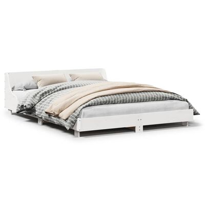 vidaXL Bedframe zonder matras massief grenenhout wit 150x200 cm