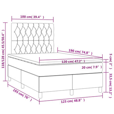 vidaXL Boxspring met matras fluweel donkergrijs 120x190 cm