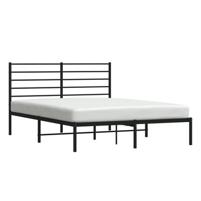 vidaXL Bedframe met hoofdbord metaal zwart 150x200 cm