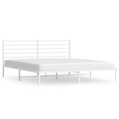 vidaXL Bedframe met hoofdbord metaal wit 193x203 cm