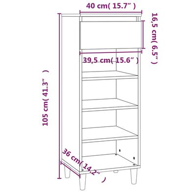 vidaXL Schoenenkast 40x36x105 cm bewerkt hout grijs sonoma