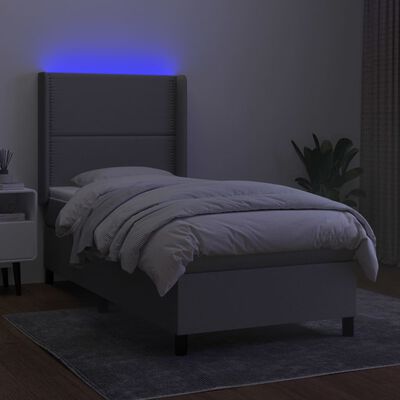 vidaXL Boxspring met matras en LED stof lichtgrijs 100x200 cm