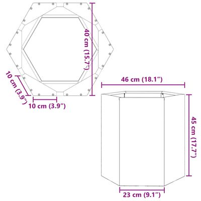 vidaXL Plantenbak zeshoek 46x40x45 cm staal zwart