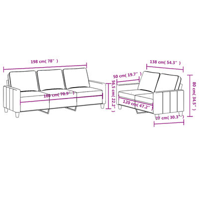 vidaXL 2-delige Loungeset met kussens stof taupe