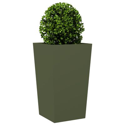 vidaXL Plantenbakken 2 st 45x45x75 cm staal olijfgroen