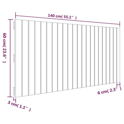 vidaXL Wandhoofdbord 140x3x60 cm massief grenenhout honingbruin