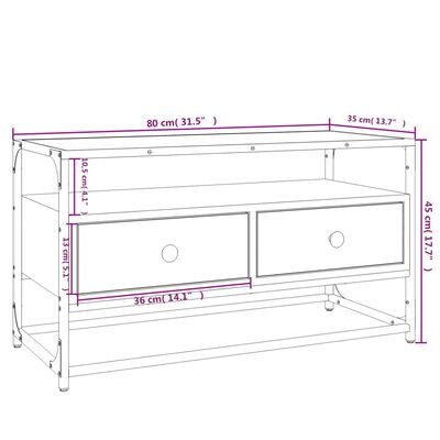 vidaXL Tv-meubel 80x35x45 cm bewerkt hout bruin eikenkleur