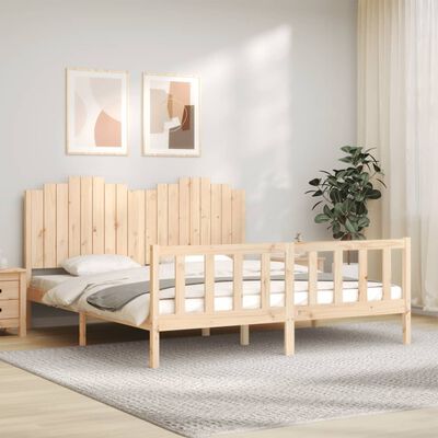 vidaXL Bedframe met hoofdbord massief hout 180x200 cm