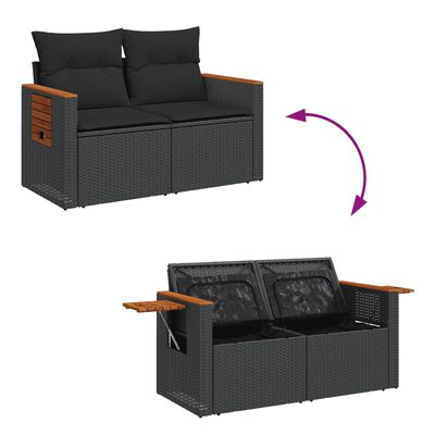 vidaXL 11-delige Loungeset met kussens poly rattan zwart