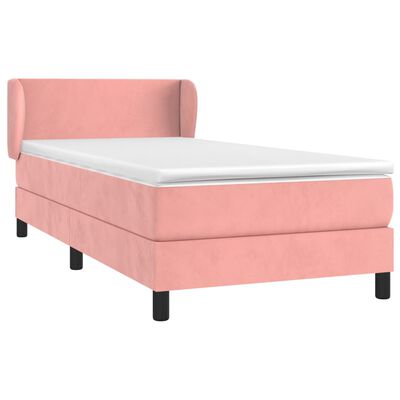 vidaXL Boxspring met matras fluweel roze 90x190 cm