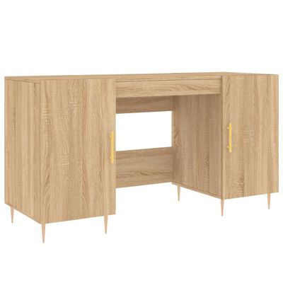 vidaXL Bureau 140x50x75 cm bewerkt hout sonoma eikenkleurig