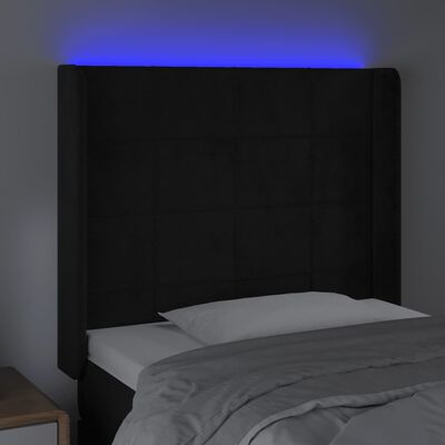 vidaXL Hoofdbord LED 83x16x118/128 cm fluweel zwart