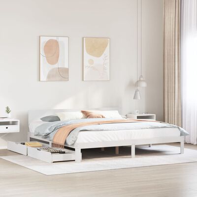 vidaXL Bedframe met lades massief grenenhout wit 180x200 cm