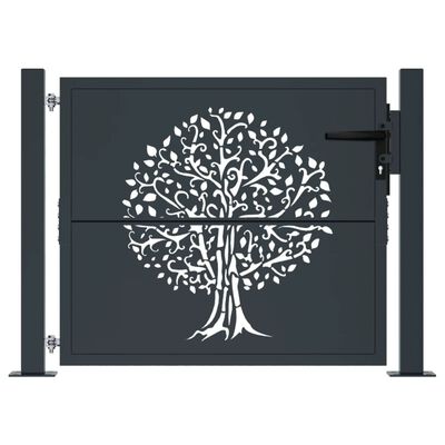 vidaXL Poort 105x105 cm met boomontwerp staal antracietkleurig