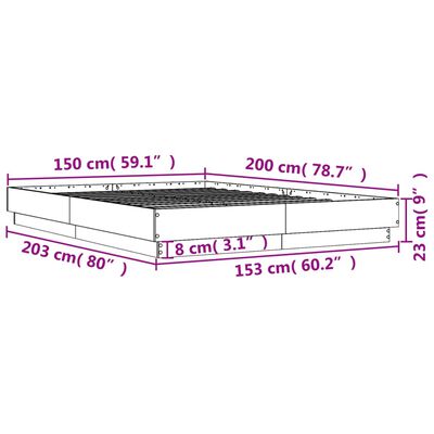 vidaXL Bedframe met LED-verlichting sonoma eikenkleurig 150x200 cm