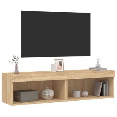 vidaXL Tv-meubels met LED-verlichting 2 st 60x30x30 cm sonoma eiken