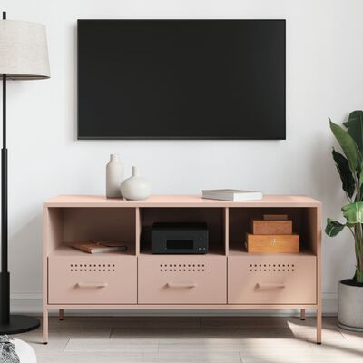 vidaXL Tv-meubel 100,5x39x50,5 cm staal roze