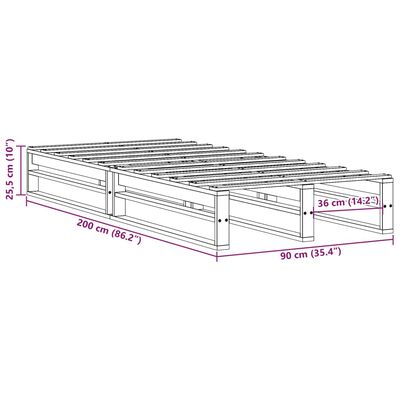 vidaXL Bedframe zonder matras massief grenenhout wit 90x200 cm