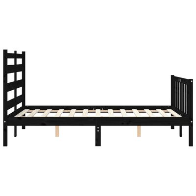 vidaXL Bedframe met hoofdbord massief hout zwart 140x190 cm