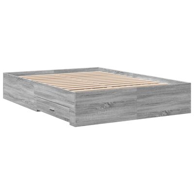 vidaXL Bedframe met lades bewerkt hout grijs sonoma eiken 140x190 cm