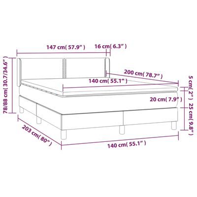 vidaXL Boxspring met matras stof donkergrijs 140x200 cm