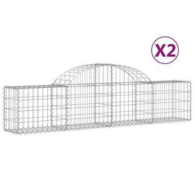 vidaXL Schanskorven 2 st gewelfd 200x30x40/60 cm gegalvaniseerd ijzer