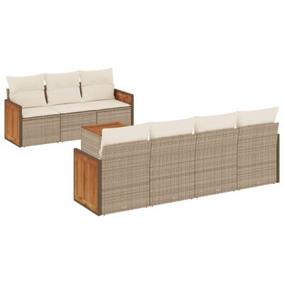 vidaXL 8-delige Loungeset met kussens poly rattan beige