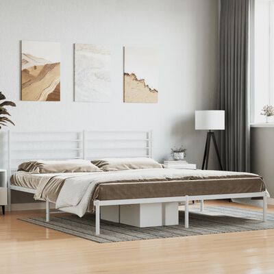 vidaXL Bedframe met hoofdbord metaal wit 200x200 cm