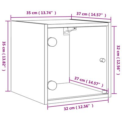 vidaXL Nachtkastjes met glazen deuren 2 st 35x37x35 cm betongrijs