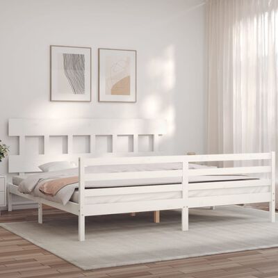 vidaXL Bedframe met hoofdbord massief hout wit