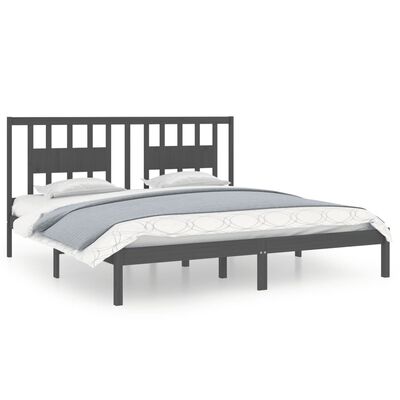 vidaXL Bedframe massief grenenhout grijs 200x200 cm