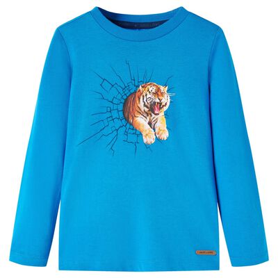 Kindershirt met lange mouwen 140 kobaltblauw