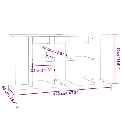 vidaXL Aquariumstandaard 120x40x60 cm bewerkt hout hoogglans wit