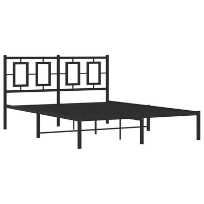 vidaXL Bedframe met hoofdbord metaal zwart 135x190 cm