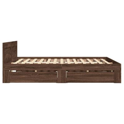 vidaXL Bedframe met hoofdeinde bewerkt hout bruineikenkleur 140x190 cm