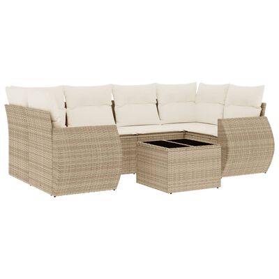 vidaXL 7-delige Loungeset met kussens poly rattan beige