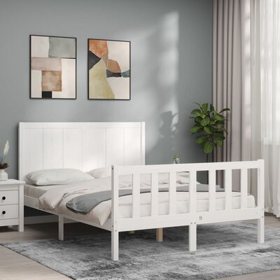 vidaXL Bedframe zonder matras massief grenenhout wit 140x190 cm