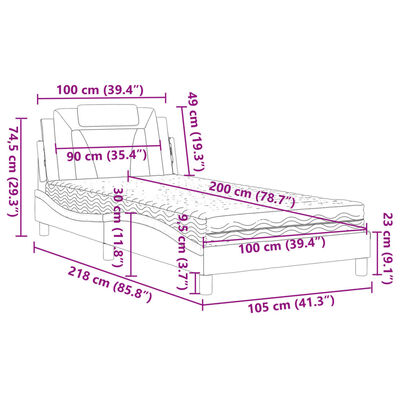 vidaXL Bed met matras kunstleer bruin 100x200 cm