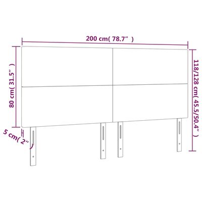 vidaXL Hoofdbord LED 200x5x118/128 cm fluweel donkergrijs