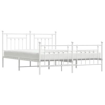 vidaXL Bedframe met hoofd- en voeteneinde metaal wit 160x200 cm