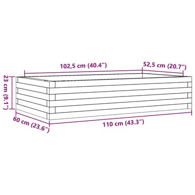 vidaXL Plantenbak 110x60x23 cm massief grenenhout