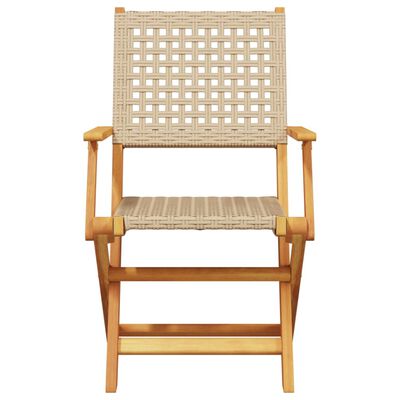 vidaXL Tuinstoelen 4 st inklapbaar poly rattan en massief hout beige