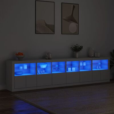 vidaXL Dressoir met LED-verlichting 283x37x67 cm wit