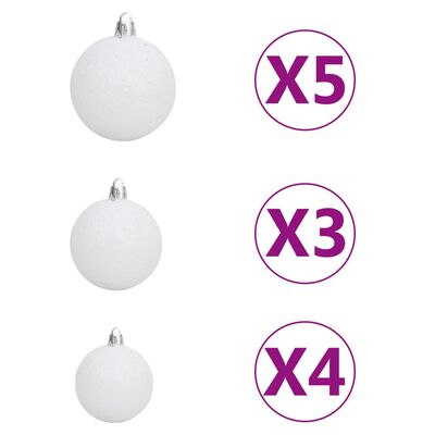 vidaXL Kunstkerstboom met verlichting en kerstballen 180 cm PVC zwart