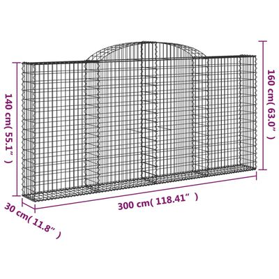 vidaXL Schanskorven 15 st gewelfd 300x30x140/160 cm ijzer