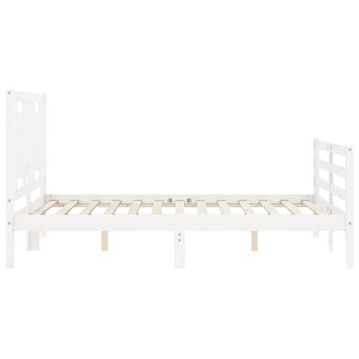 vidaXL Bedframe met hoofdbord massief hout wit