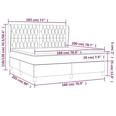 vidaXL Boxspring met matras fluweel lichtgrijs 180x200 cm